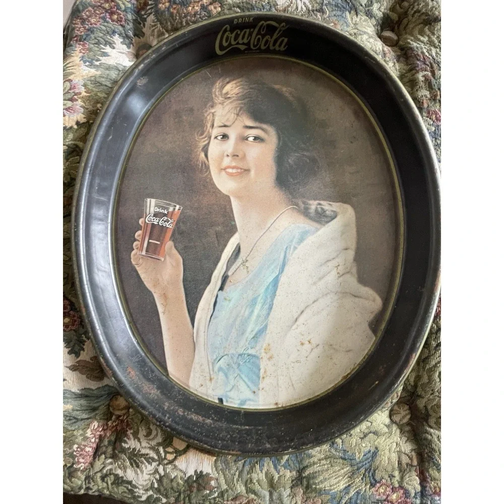 Coca-Cola Vintage Lot of 3 Metal Serving Trays Black Flapper Girl Graphics